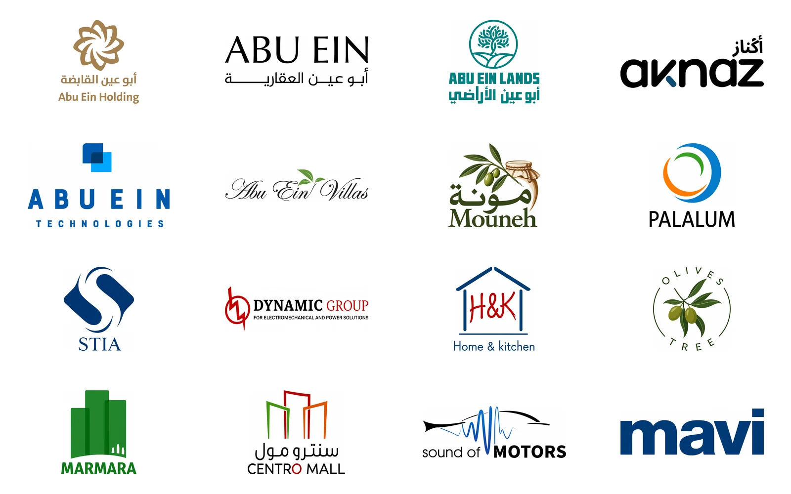 Logos of the Abu Ein Holding group companies